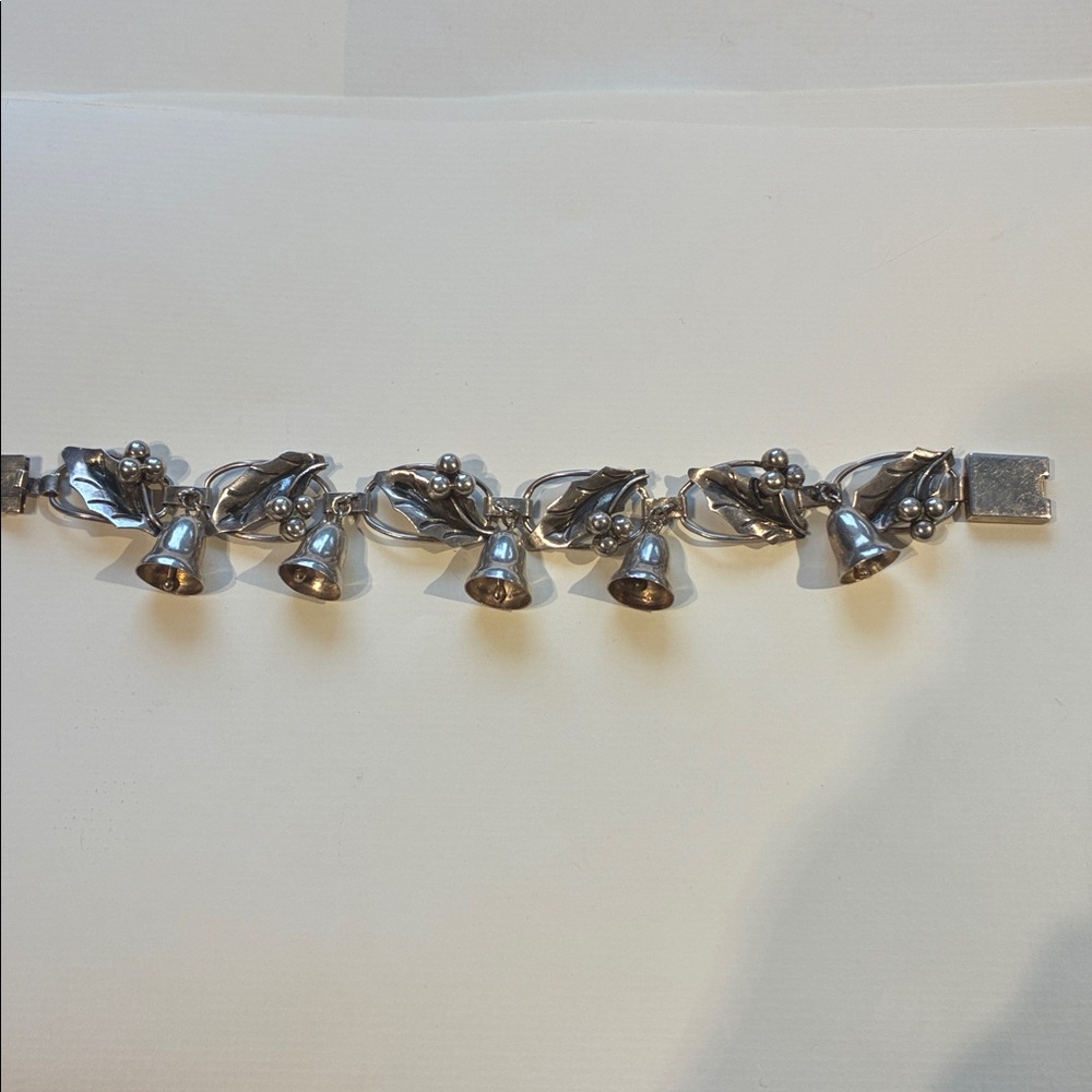 Sterling Silver Taxco Holly and Bells Bracelet - Picture 3 of 4